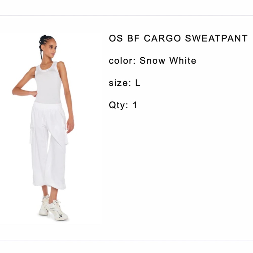 white norma kamali cargo sweatpants size L NWT